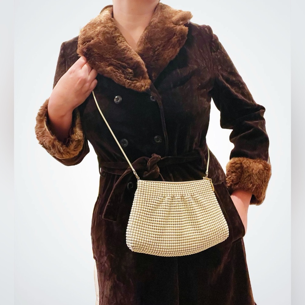 Vintage 1970s Creative Italy Bubble Bead Mesh Metal Crossbody